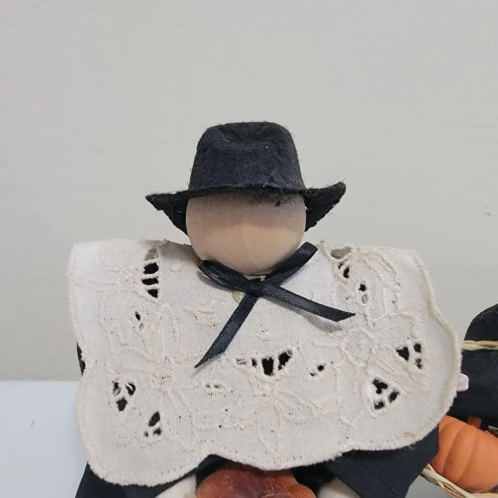 Vintage Thanksgiving Autumn Fall Bean Bag Pilgrim Decorations Set of 2
